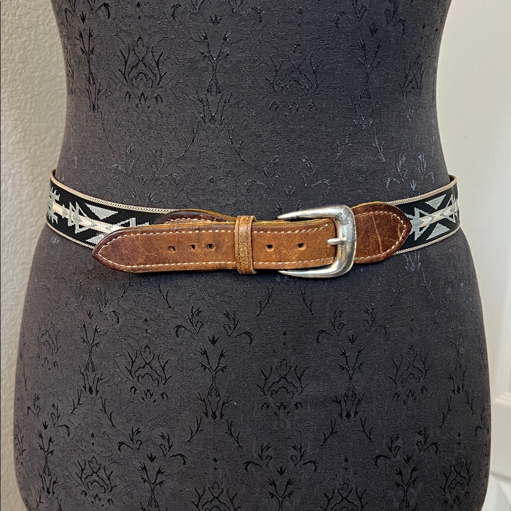 Handcrafted Brown Leather & Black Patterned Women’s Belt